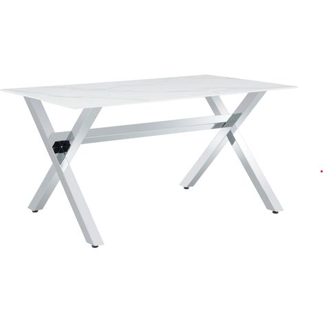 Table à Manger IXE – 150x90 cm – Chrome & Plateau Verre Trempé (1/2)