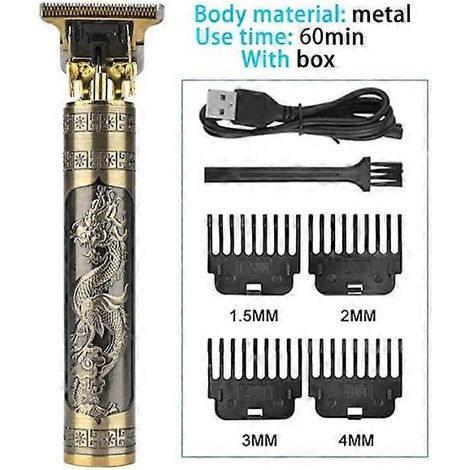 Rasoir électrique sans fil Vintage Body T9 pour hommes, tondeuse à cheveux, tondeuse à barbe, port USB, métal (1/5)