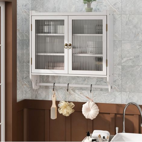 mobile contenitore 63cm vetro effetto vintage bianco OKMYHOME (1/5)