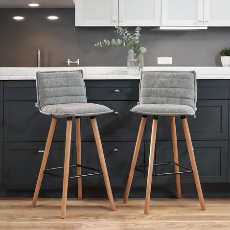 Tabouret de bar gris en polyester 48 x 48 x 99,5 cm (1/5)