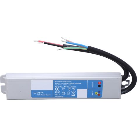 Adaptateur de transformateur d'alimentation étanche IP67, pilote LED pour lumière extérieure, entrée 100-240VAC DC24V 40W