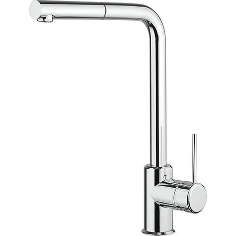 Rubinetto Miscelatore monoforo per lavello cucina Piralla serie Lione con canna alta orientabile e doccia monogetto estraibile 0LI00103A21 cromato (1/3)