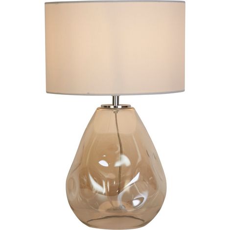 Searchlight Twist Lampada da tavolo 1 luce, ceramica con paralume in lino (1/4)