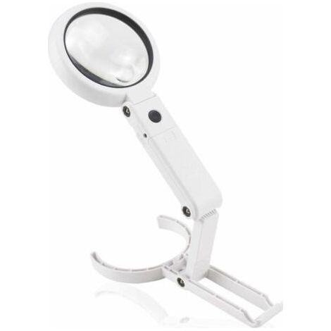 Handlupe mit LED-Beleuchtung, Leselupe, Tischlupe mit Klappständer zum Lesen, Prüfen, Schweißen, Bearbeiten und Reparieren, Ø 75 mm (1/3)