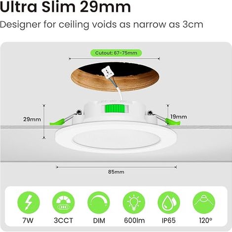 3CCT Spot LED Encastrable, 7W Dimmable IP65, Rond Blanc (1/4)
