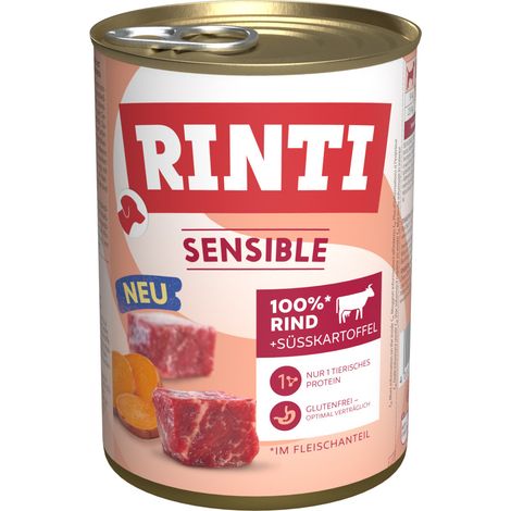 Rinti Sensible Hundenassfutter Adult 400 g Rind & Süßkartoffel