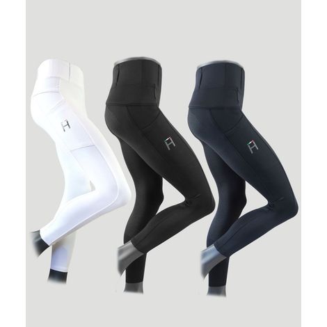 M, BLU: Leggings da donna per equitazione modello Flaminia Full Grip in silicone