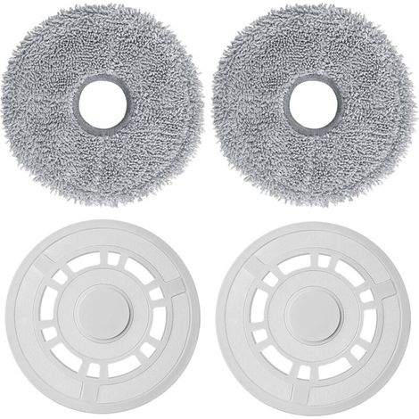 Serpillères de rechange avec support de vadrouille compatibles avec les aspirateurs robots Xiaomi X20+, Dreame L10S Pro Gen 2 / L10 Ultra / L10S Pro / L10S Ultra / L10 Prime / X20 Pro (Blanc) (1/4)