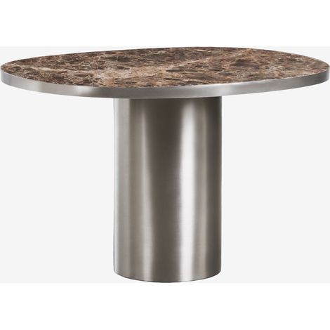 Tavolo da pranzo ovale 120x100 cm in pietra naturale e acciaio inossidabile Fertrix SKLUM