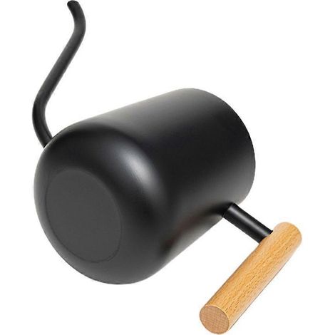 Arrosoir de 1000 ml en acier inoxydable avec manche en bois et large ouverture. (1/4)