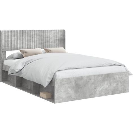 Bed Frame with Storage and Headboard Concrete Grey 140 x 200 cm vidaXL (1/5)