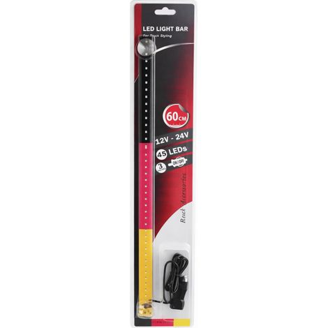 Barre LED lumineuse 60 cm, 45 LED, 12 V - 24 V, noir-rouge-jaune, drapeau d'Allemagne (DE)