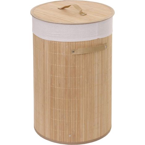 Cesta de ropa sucia de bambú natural de 50 l con asas 59 x 35 cm DEC04122/2