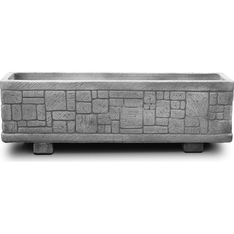 Fioriera da Giardino 100x27x29 cm in Cemento Granulato di Marmo Presolana Grande Grigio (1/4)