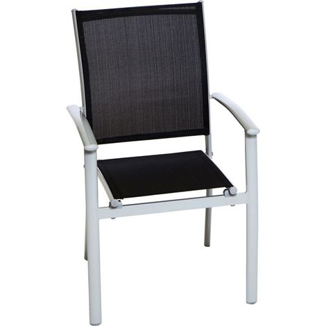 Milano Stapelsessel 2er Set silber/schwarz Alu/Textil