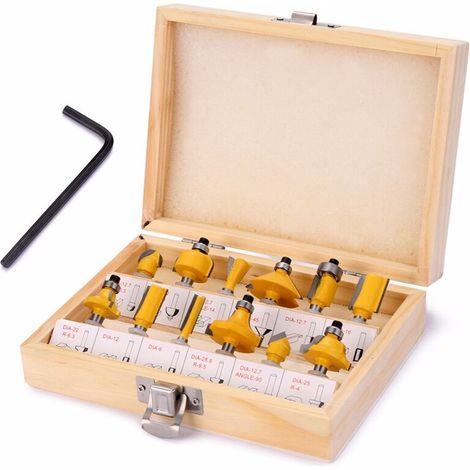 BRAVIX 12PCS Trépan de tronçonnage incliné en carbure de tungstène de 6,35 mm 1/4 po avec une clé