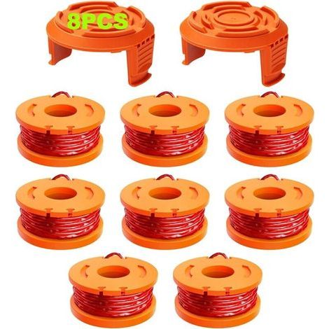 10 Pcs Fil Coupe Bordure Compatible avec Coupe Bordure WORX,Ø 1,65mm & 3m Bobine Fil Coupe Bordure,Ligne de Bobine de Coupe de Remplacement et Capuchon de Protection(8 Fil Coupe Bordure,2 Couvercle)-- (1/5)