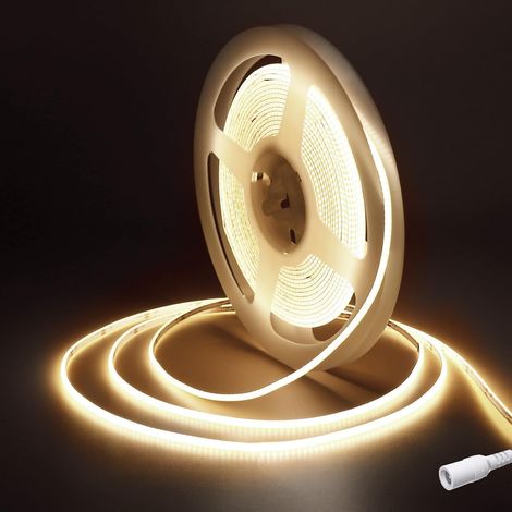Ruban LED COB 5m, DC12V 2.7mm Bande LED Chambre Blanc Neutre 4000K,480LED/m CRI90+ Flexible Lumiere Adhésif Rubans à LED pour TV,Cuisine,Maison Décor Intérieure,DIY(Seule Bandeau COB) (1/5)