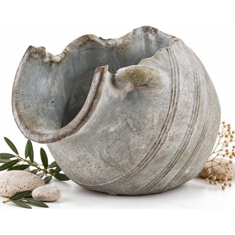 Maceta de hormigón de 23,5 cm, jarrón de jardín gris, ánfora (1/5)