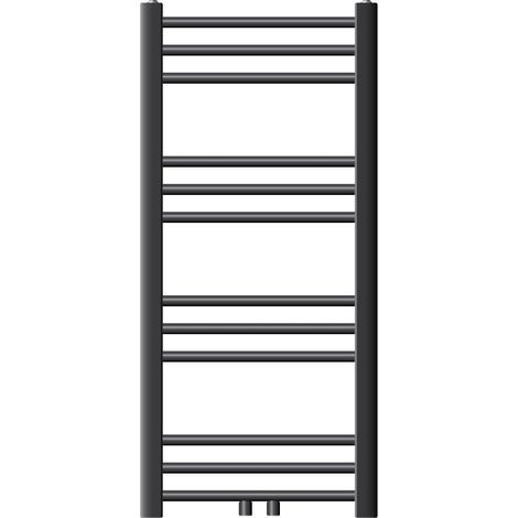 ECD Germany Radiador de baño - 400x800 mm - Antracita - Recto - Con Conexión Central - Radiador Calentador Secador de Toallas - Calefactor de Aseo - Estilo moderno - No Eléctrico - Con kit de montaje