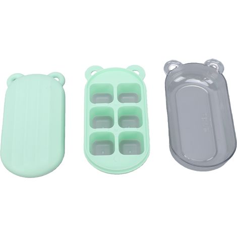 Mini bac à glaçons à 6 compartiments, moule en silicone à fermeture hermétique avec couvercle et bac pour congélateur, vert (1/5)