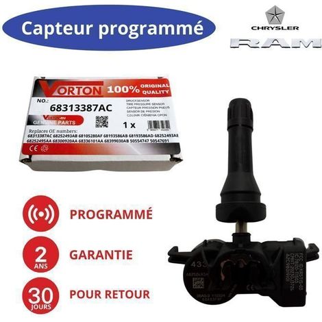 Sensore pressione pneumatici TPMS programmato - Valvola ruota per JEEP Renegade, Grand Cherokee, Compass, DODGE Durango