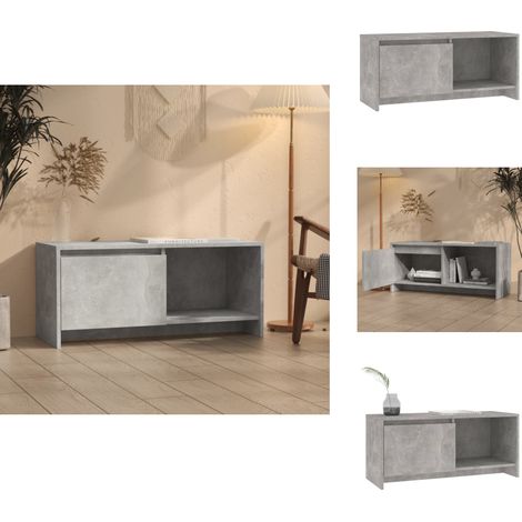 Meuble TV gris béton 90x35x40 cm bois d'ingénierie - Meuble Tv - Meuble Audio - Rangement Tv - Buffet Tv - Meuble Design (1/5)
