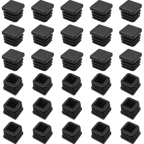 30 Pièces Bouchons Carrés, Embout Noir pour Tuyau 20x20 mm, Pied de Chaise Tube Carré, Capuchon Plastique pour Meuble et Armoire (1/5)