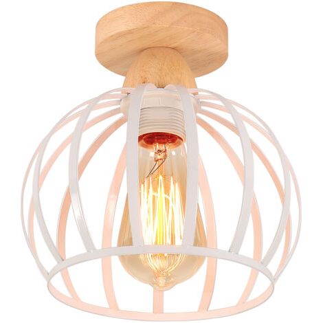 royaluxe- Plafonnier Rétro Plafonnier Moderne Lampe De Plafond Cage En Métal Luminaire Plafonnier Intérieurs Pour Chambre Cuisine Couloir Salon, Blanc