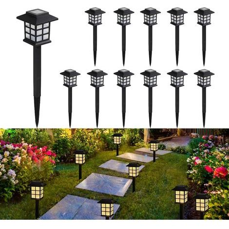 12 solar lights for patio, garden, villa, house and courtyard: decorative outdoor solar lighting, warm light (1/5)