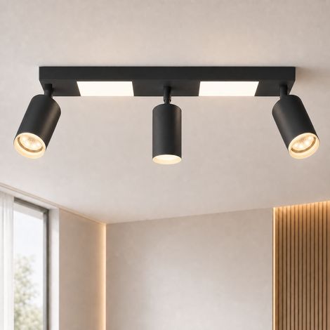 GBLY Plafonnier LED 3 Spots de Plafond - Spot de Plafond GU10 Plafonnier Noir Plafonnier Chambre Lampe 3000K Lampe de Cuisine 20W Orientable pour Salon Bureau