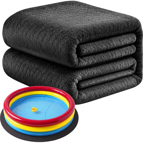 Tapis de Piscine Noir, Ø 2 m, Feutre, perméable, protège Le Liner (1/5)