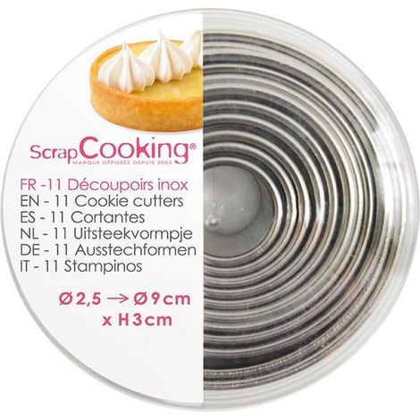 Boite de 11 emporte-pièces ronds en inox
