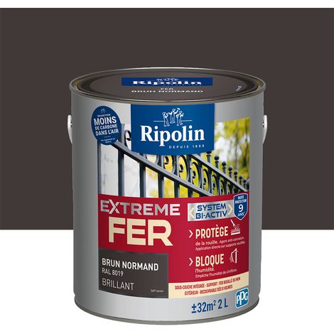 Peinture pour Fer Extérieur - Brillant - 2L - Brun Normand RAL 8019 - Ripolin (1/5)