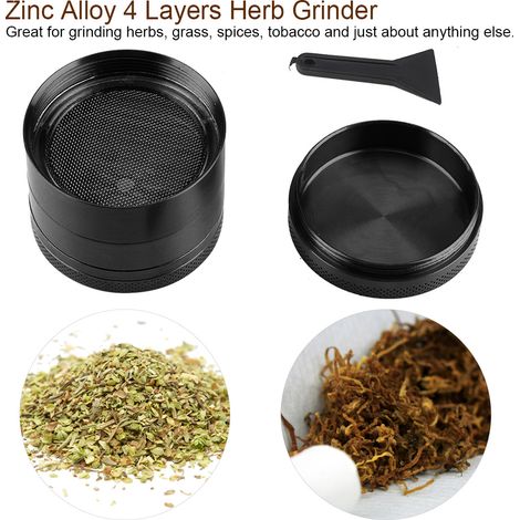 Broyeur à herbes, épices et herbes en alliage de zinc à 4 couches, outil manuel en métal (noir) (1/5)