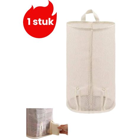 Sac de rangement suspendu double face en filet beige pour chaussettes sous vêtements et soutiens gorge organisateur de rangement pour vêtements (1/5)