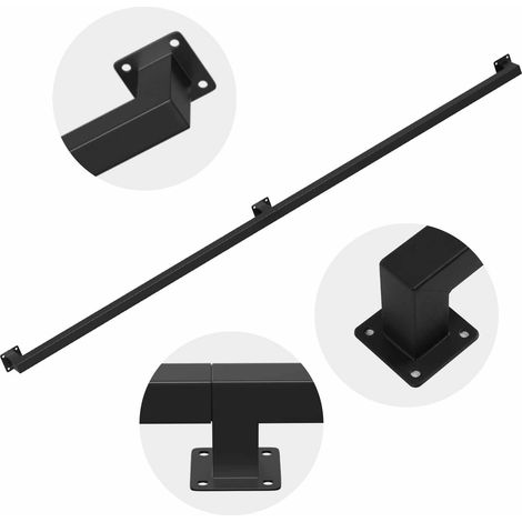 Jiubiaz Rampe Escalier Murale Main Courante Escalier Noire  Revêtement Garde Corps Longueur 180 cm Fabriqué en Métal Interieur Exterieur