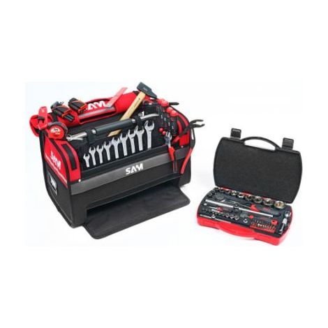 Sam Outillage – Mallette à outils pour électriciens – Jeu de 100 pièces – Conforme VDE 1000V – Caisse à outils robuste pour chantiers humides