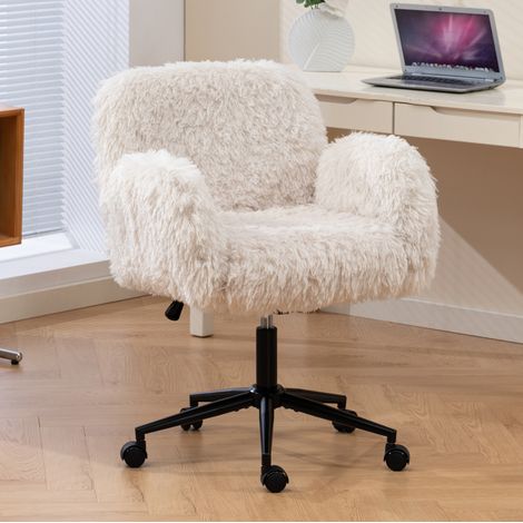 Bürostuhl beige aus Stoff, Schaumstoff und Wolle mit klappbaren Armlehnen und Höhenverstellung (1/5)