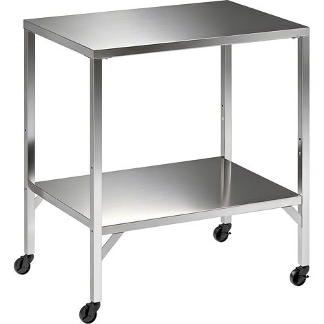 Chariot de préparation barbecue inox argenté 85x60x92cm, plan de travail spacieux et roulettes de déplacement (1/5)