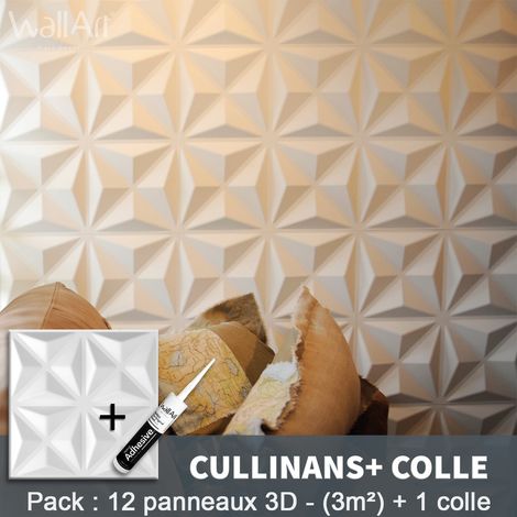 Panneau décoratif mural 3D Cullinans – Lot de 12 panneaux 50x50cm – Surface totale 3m² – Écologique et peinturable – Wallart (1/5)