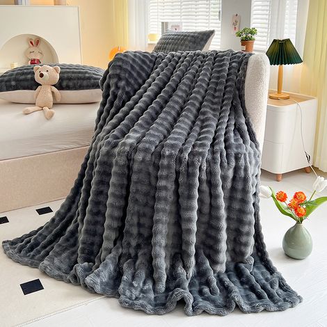 Weiche und gemütliche karierte Decke, Sofadecke, Bettdecke, 150 x 200 cm, weich und warm für Sofa und Bett, Schlafzimmer, Grau