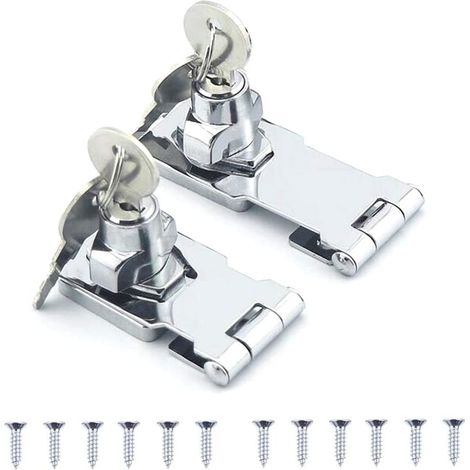 Stainless Steel Latch Bolts with Padlock and Key for Doors and Cabinets, Drawers, Gates and Locks (2.5" and 3.1") (1/5)