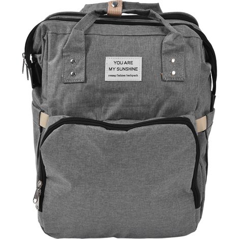 Sac à dos multifonctionnel pliable grande capacité pour ranger les couches de bébé en voyage, gris clair (1/5)