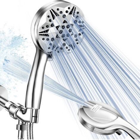Pommeau de Douche Haute Pression, Douchette Douche Salle de Bain 4 Modes Réglable, Anti Calcaire Douchette Massant avec Stop Eau, Pommeau de Douche Économie d'Eau, SPA Pomme de Douche (1/5)