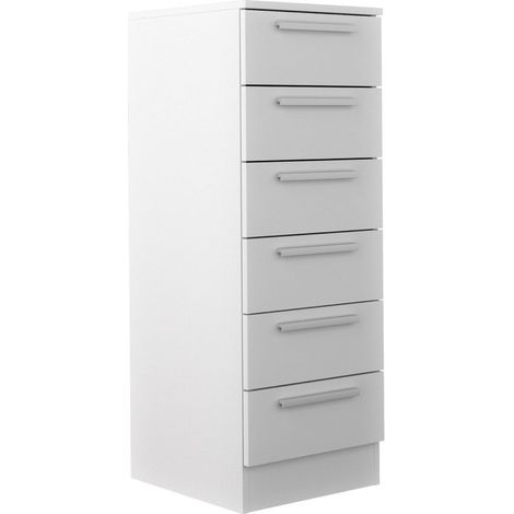 Home Heavenly®- Sinfonier de 6 cajones CUBE, de madera, apertura con bisagras, tiradores rectos mate  Color: Blanco (1/3)