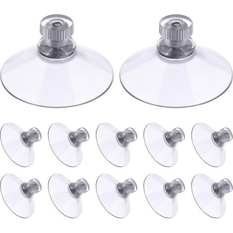 Pack of 30 suction cups, 41 mm – Knurled nuts for secure attachment – Durable plastic material – Maximum load 2 kg – Transparent for smooth surfaces (1/5)