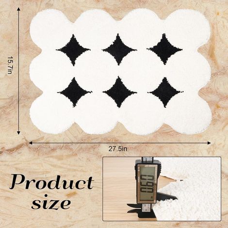Tapis nordique noir et blanc, 40 x 70 cm, moderne, géométrique, antidérapant, lavable, en microfibre, salle de bain, intérieur/extérieur (1/4)