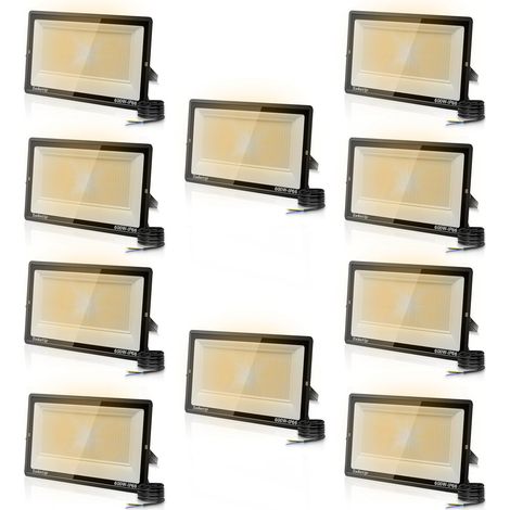 10PCS 600W Projecteur LED Extérieur, Spot LED Exterieur 60000LM Super Lumineux 3500K Blanche Chaude Éclairage de Sécurité Extérieur IP66 Imperméable pour Garage Jardin Terrasse Parking (1/5)
