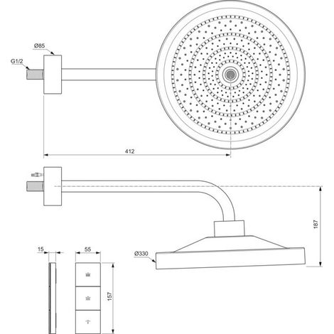 IDEAL STANDARD A7890XG Pomme de douche pluie Idealrain Solos
